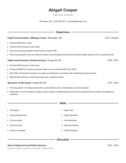 Flight Crew Scheduler Resume