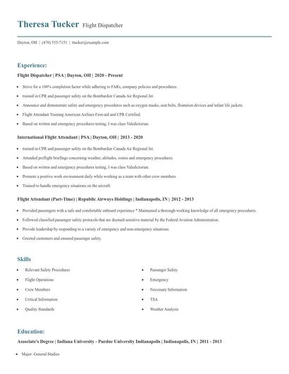 Flight Dispatcher Resume