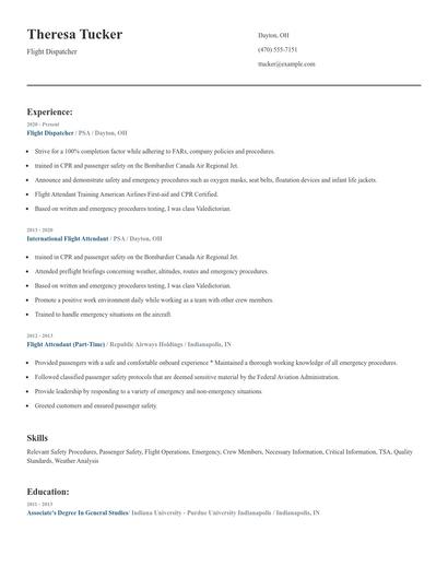 Flight Dispatcher Resume