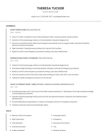 Flight Dispatcher Resume