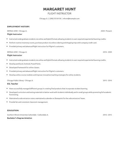 Flight Instructor Resume