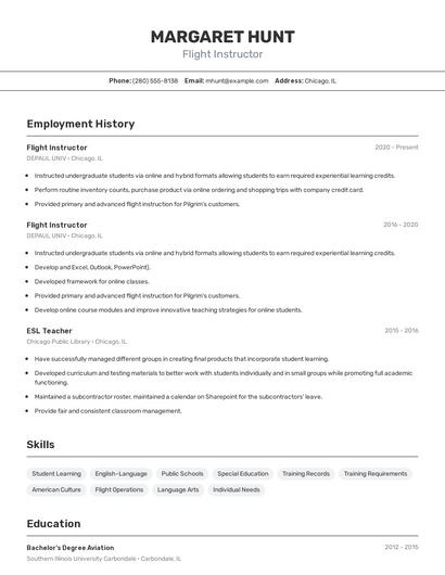 Flight Instructor Resume