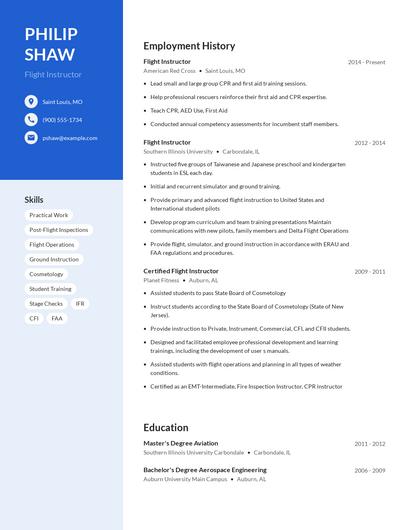 Flight Instructor Resume