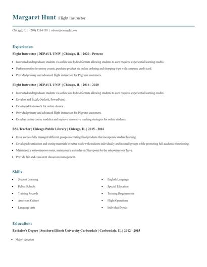 Flight Instructor Resume
