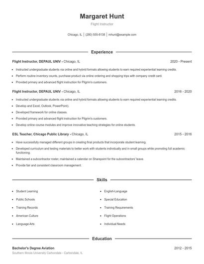 Flight Instructor Resume