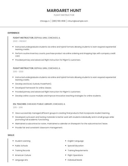 Flight Instructor Resume