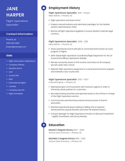 Flight Operations Specialist Resume