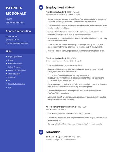 Flight Superintendent Resume