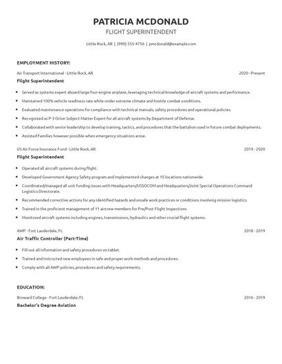 Flight Superintendent Resume