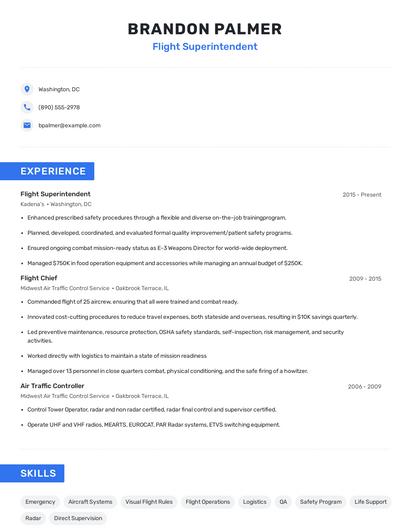 Flight Superintendent Resume