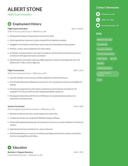 Flight Superintendent Resume