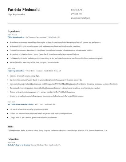 Flight Superintendent Resume