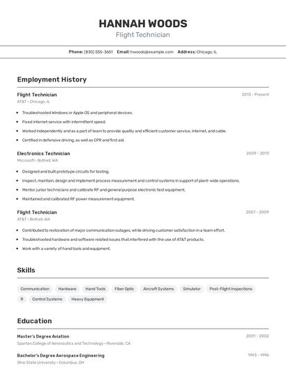 Flight Technician Resume