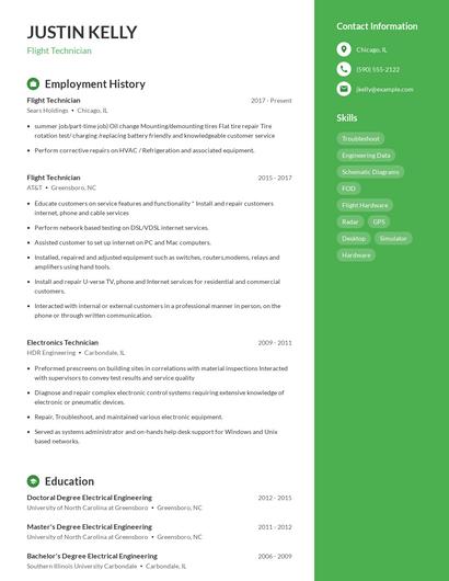 Flight Technician Resume