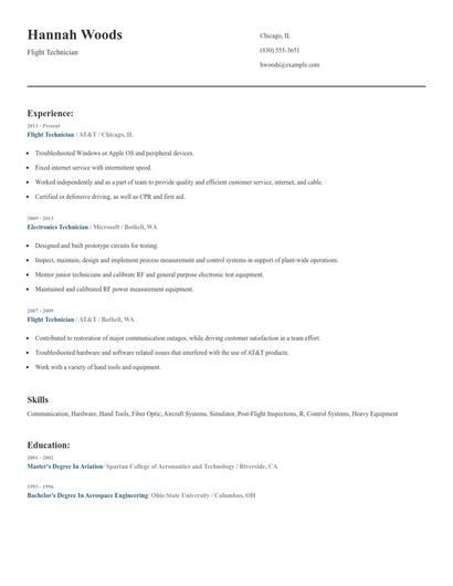 Flight Technician Resume