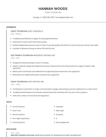 Flight Technician Resume