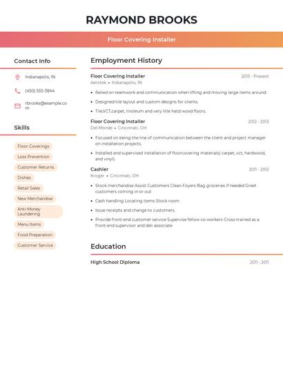 Floor Covering Installer Resume