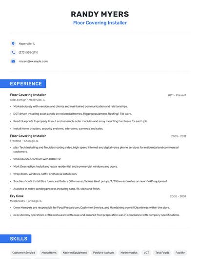 Floor Covering Installer Resume