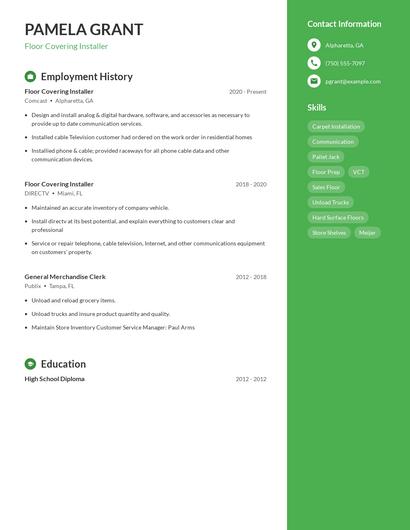 Floor Covering Installer Resume