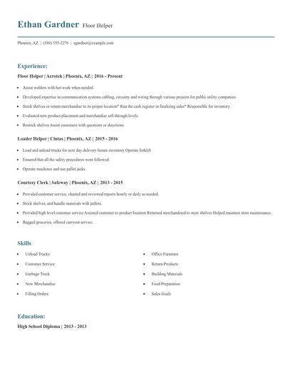 Floor Helper Resume