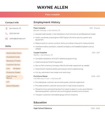 Floor Installer Resume