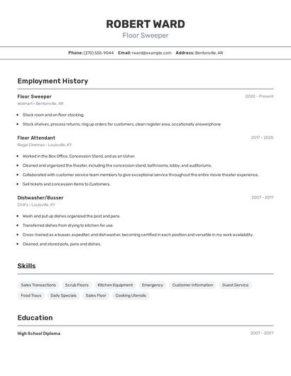 Floor Sweeper Resume