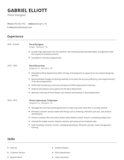 Floral Designer Resume