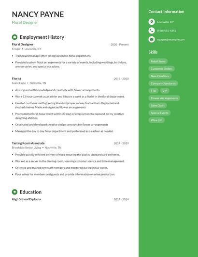 Floral Designer Resume