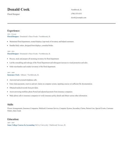 Floral Designer Resume
