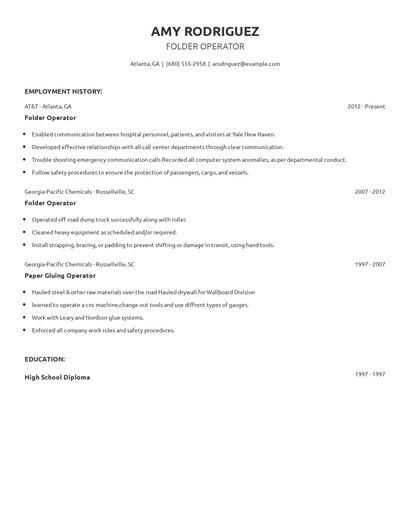Folder Operator Resume