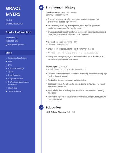 Food Demonstrator Resume