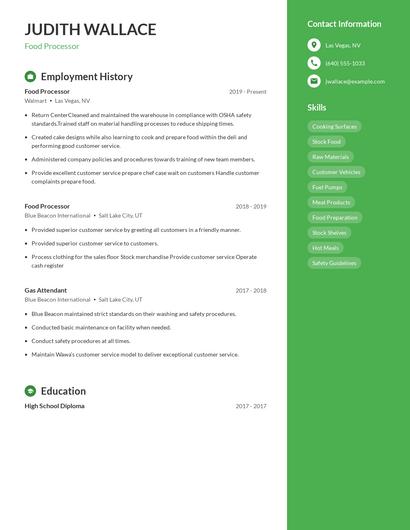 Food Processor Resume