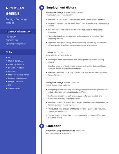 Foreign Exchange Trader Resume