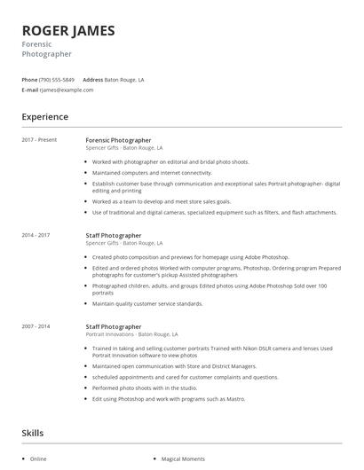 Forensic Photographer Resume