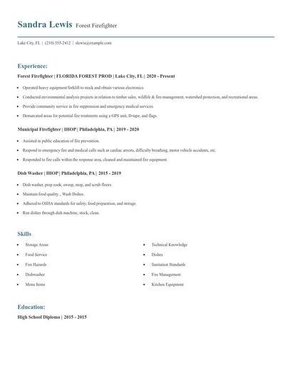Forest Firefighter Resume
