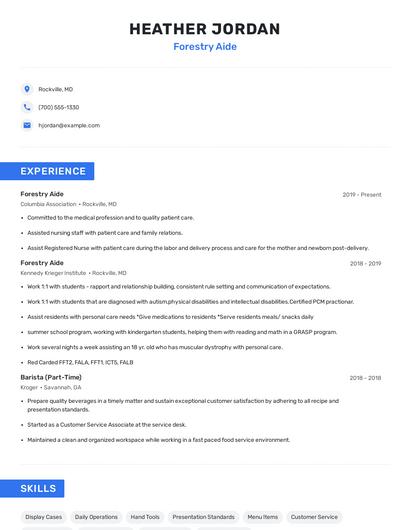 Forestry Aide Resume