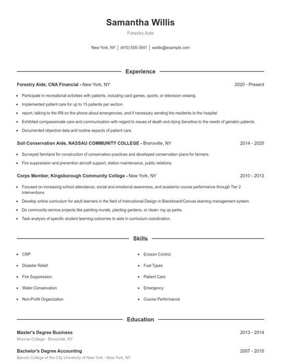Forestry Aide Resume
