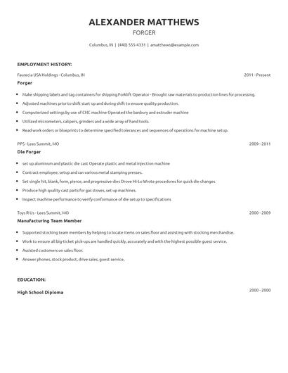 Forger Resume