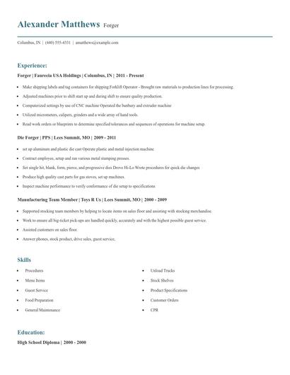 Forger Resume