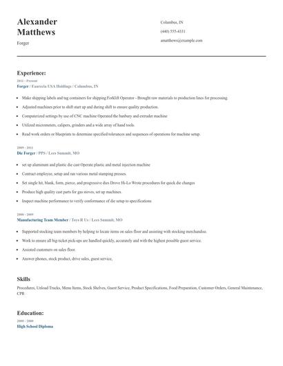 Forger Resume