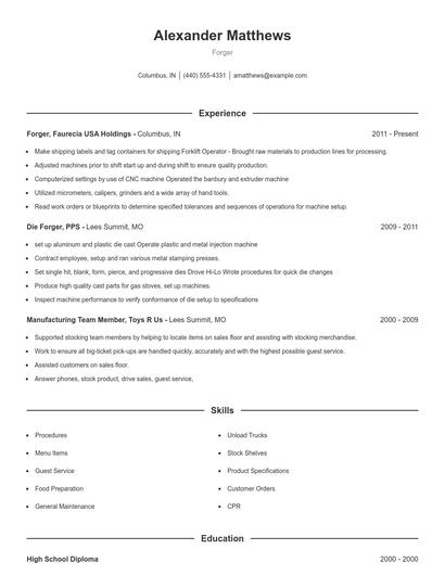 Forger Resume