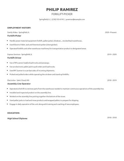 Forklift-Picker Resume