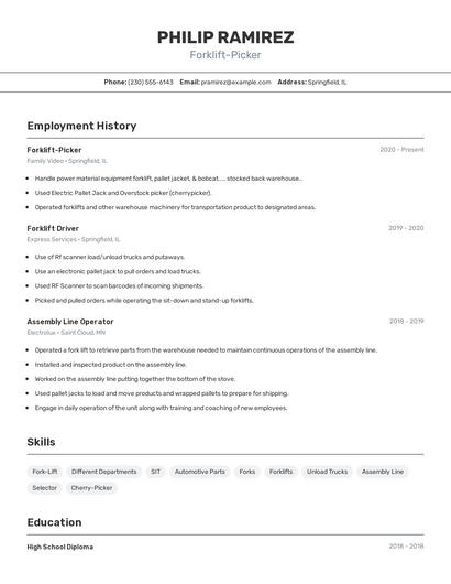 Forklift-Picker Resume