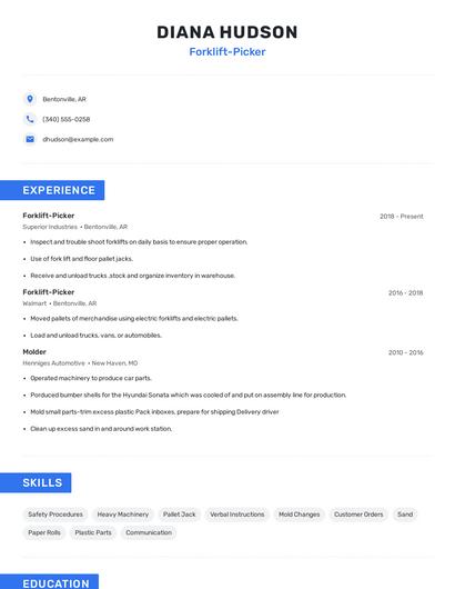 Forklift-Picker Resume