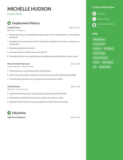 Forklift-Picker Resume