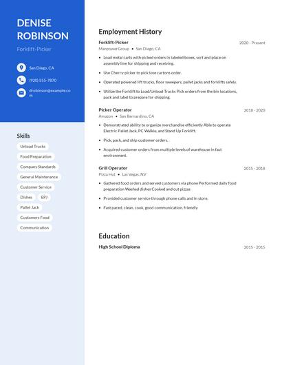 Forklift-Picker Resume