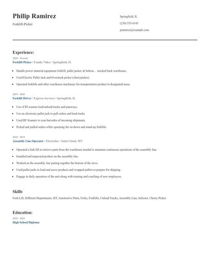 Forklift-Picker Resume