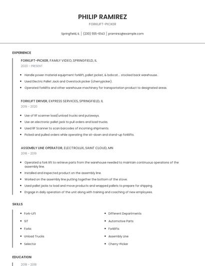 Forklift-Picker Resume