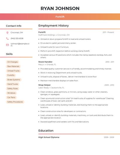 Forklift Resume