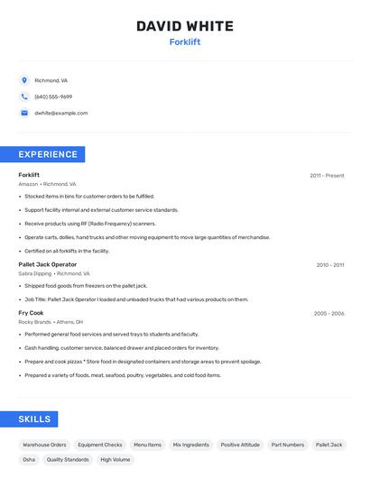 Forklift Resume